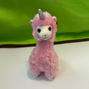TY Beanie Baby Lana the Pink Llama with Horn